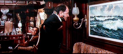 Mr. Morton from Sergio Leone’s Once Upon a Time in the West, staring at the Dzigurski seascape in his railroad car.